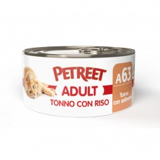 PETREET A63 ADULT - Τόνος με ρύζι και Σολομό 85gr