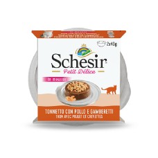 Schesir Cat Petit Delice Tuna with Chicken & Shrimps 2x40g