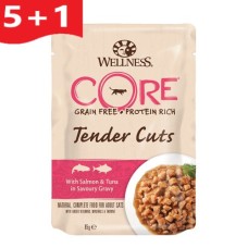 Wellness Core Tender Cuts Fillets Σολομός & Τόνος σε σάλτσα 85gr